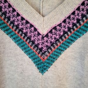 American Eagle Nordic Wool Blend V-neck Gray Sweater Size M